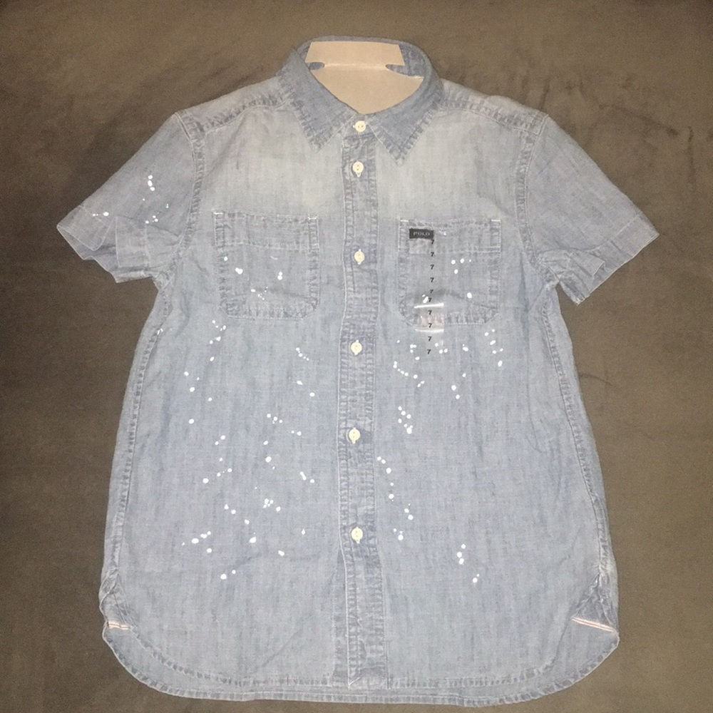 Chambray button shirt/ boys denim shirt